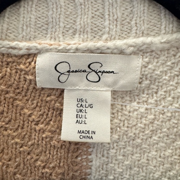 Cream Patchwork Boxy Cable-Knit Cardigan Sweater - Picture 2 of 7